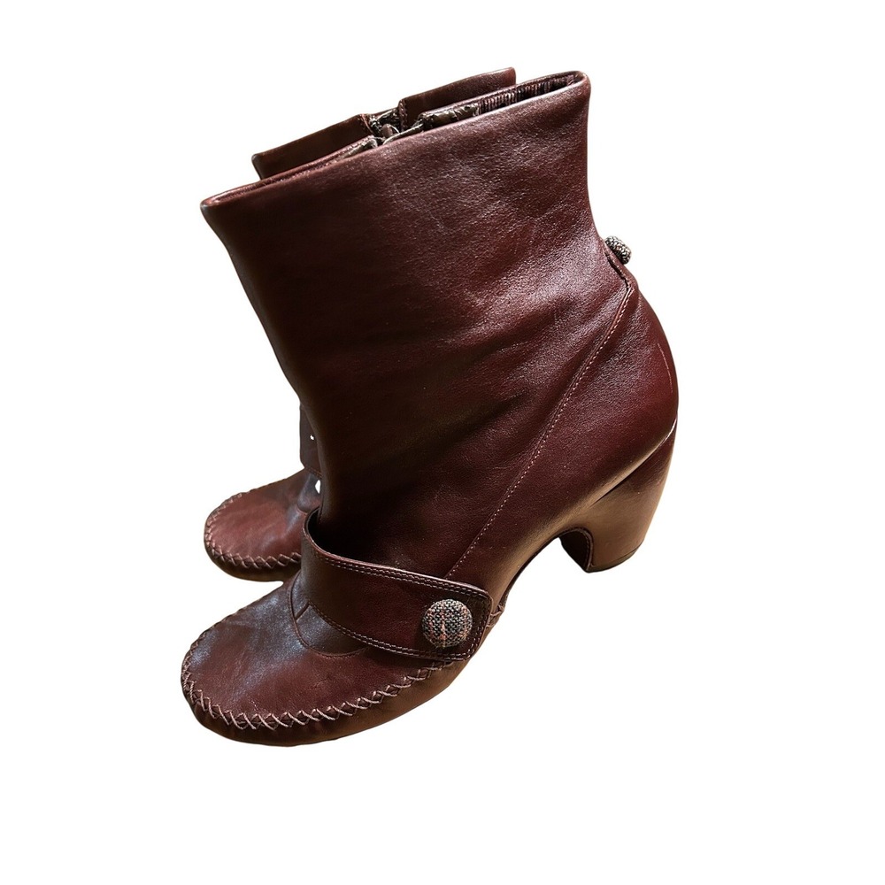 Indigo by Clarks Brown Leather Chunky Heel Ankle Boots Whimsigoth Y2K 10M Witchy
